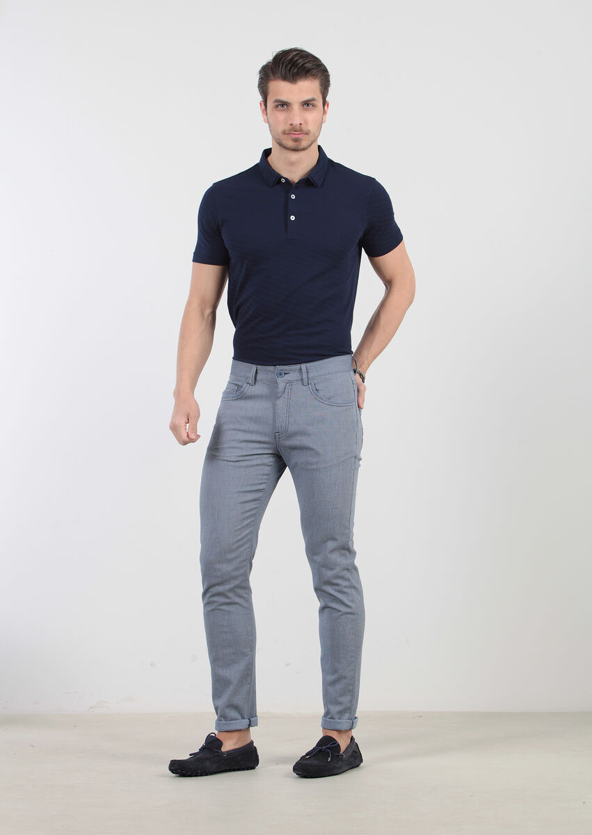 Mavi Desenli Dokuma Slim Fit Casual Pamuk Karışımlı Pantolon