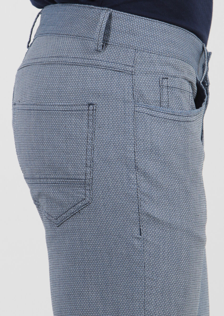 Mavi Desenli Dokuma Slim Fit Casual Pamuk Karışımlı Pantolon