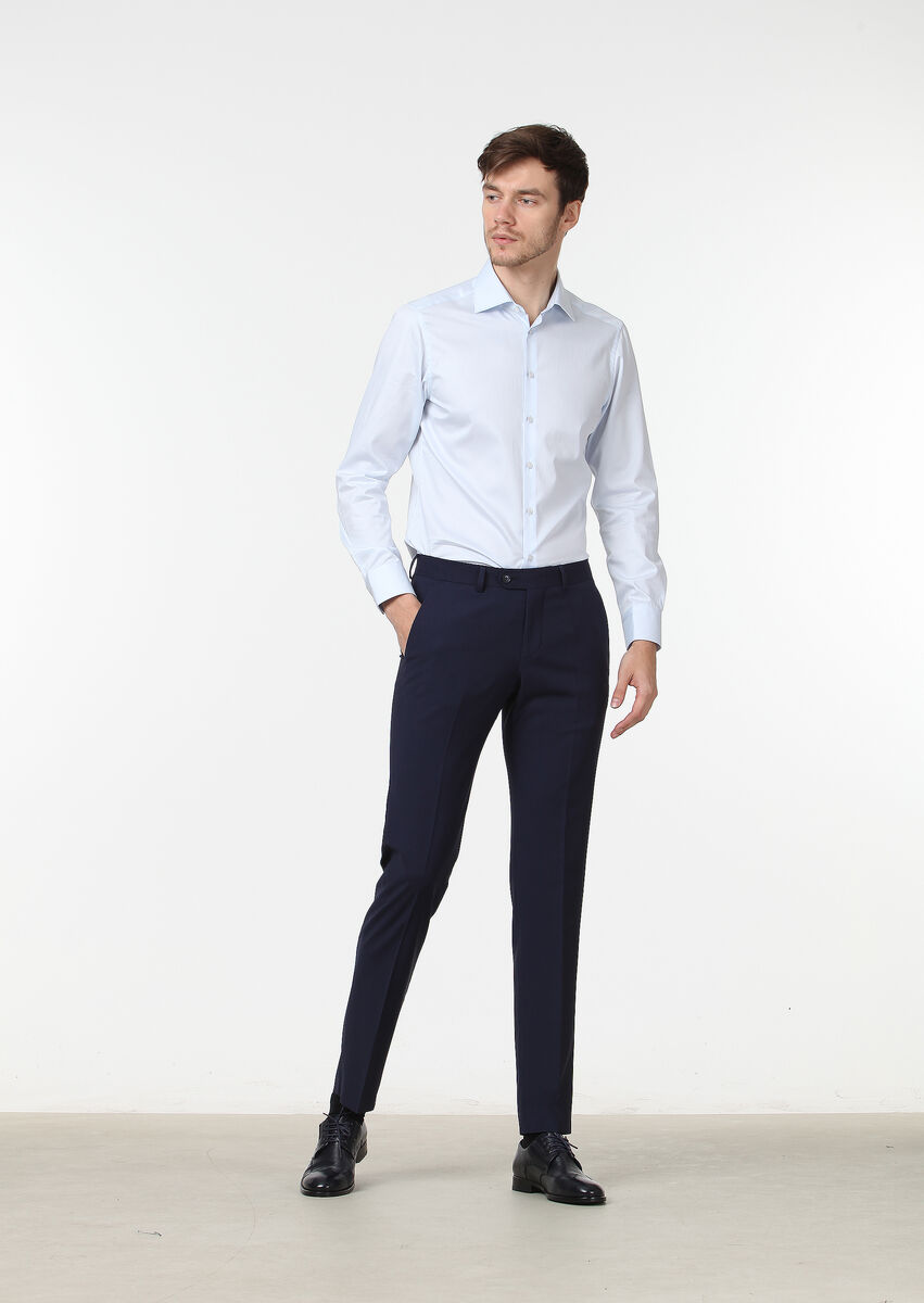 Saks Düz Kumaş Modern Fit Klasik Yün Karışımlı Pantolon