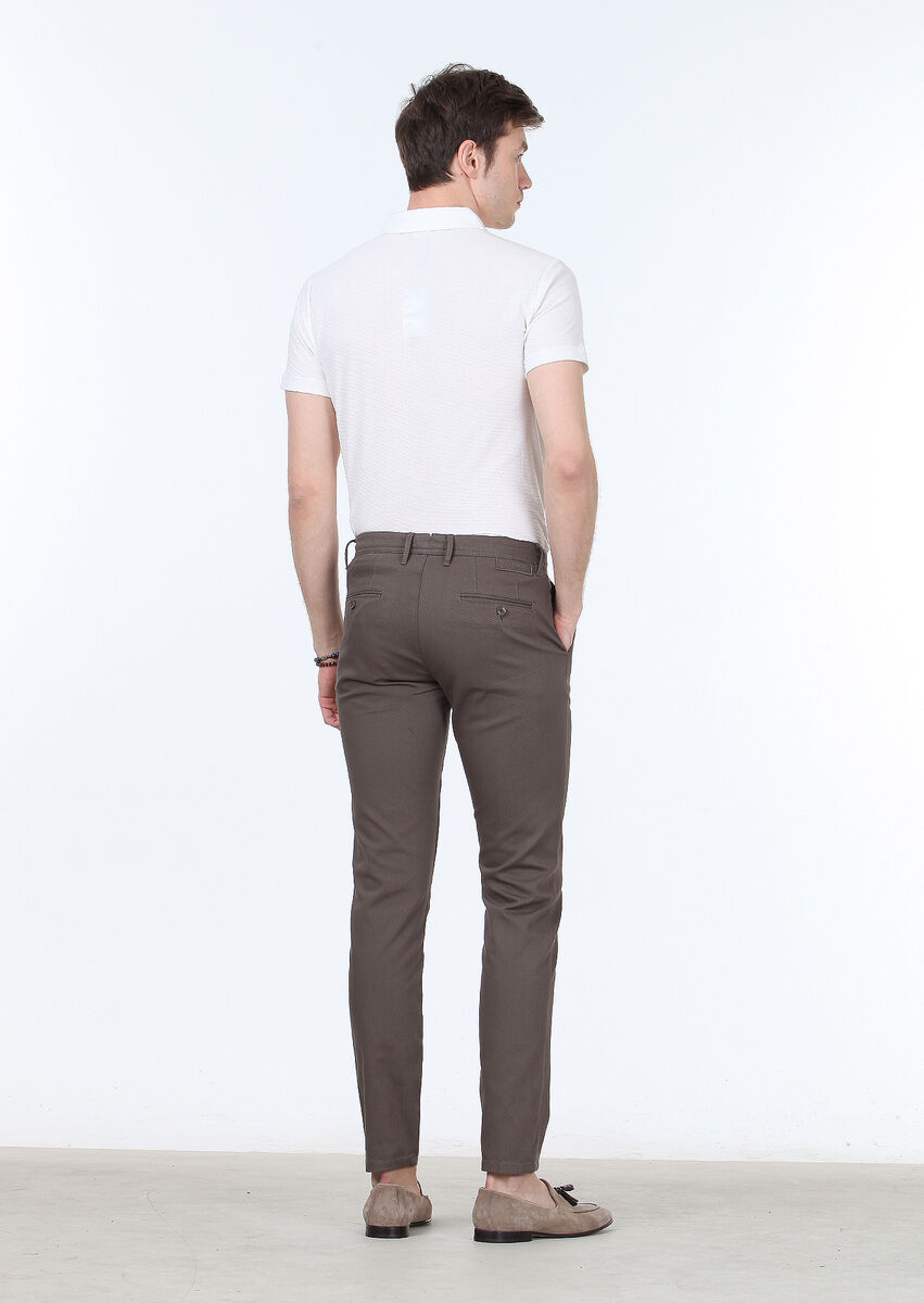 Kahverengi Dokuma Regular Fit Casual Pamuk Karışımlı Pantolon