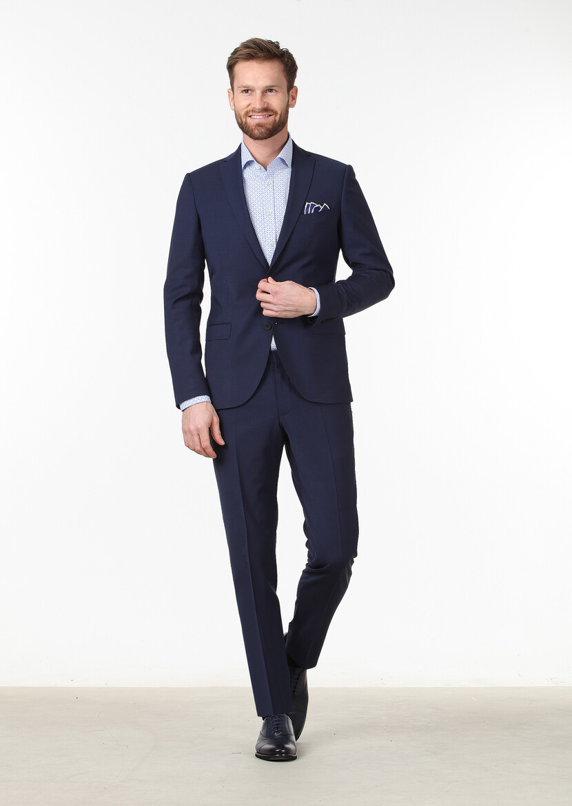 Saks Düz Fashion Slim Fit Yün Karışımlı Takım Elbise - 1