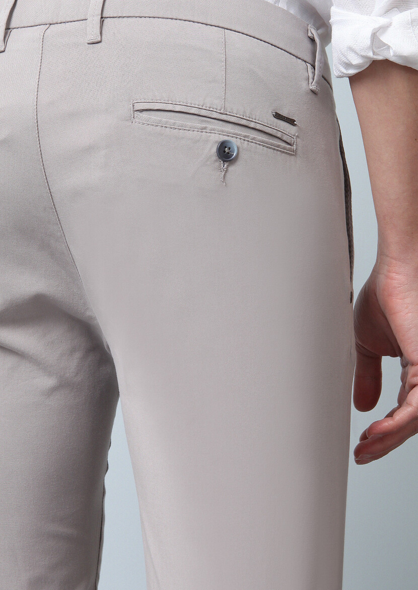 Gri Düz Dokuma Slim Fit Smart Casual Pantolon - Thumbnail