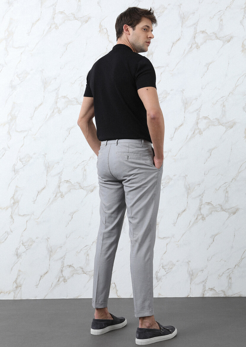 Gri Mikro Dokuma Regular Fit Smart Casual Pamuk Karışımlı Pantolon - Thumbnail