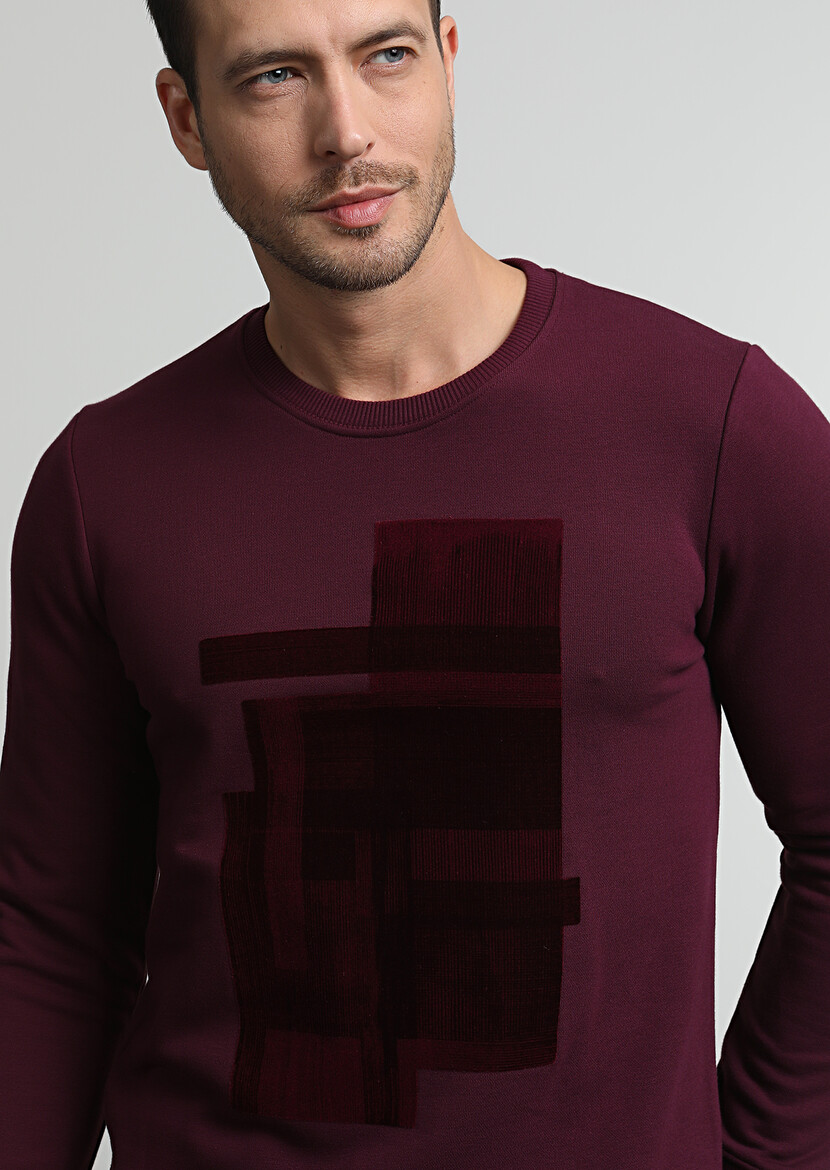 Bordo Baskılı Sweatshırt 