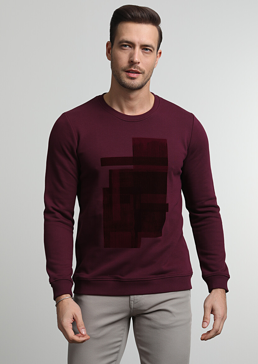 Bordo Baskılı Sweatshırt - 3