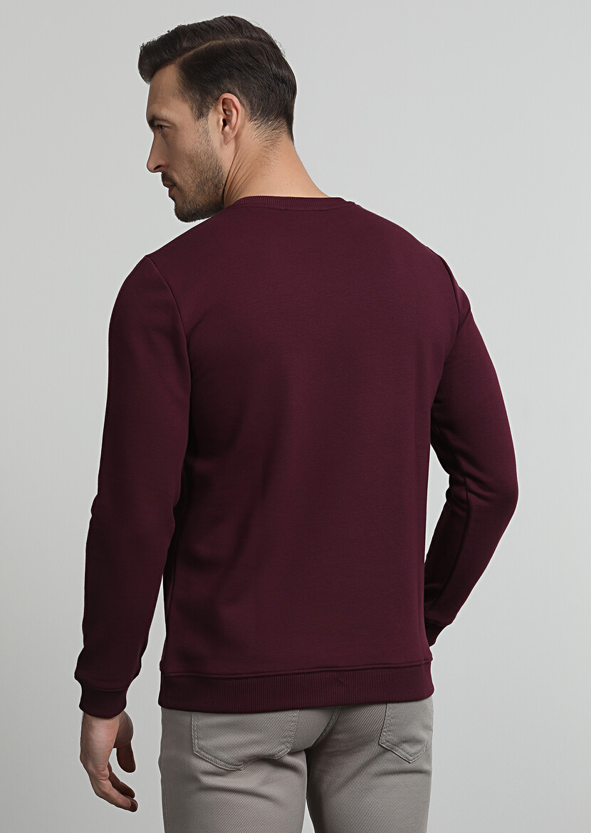 Bordo Baskılı Sweatshırt - 4