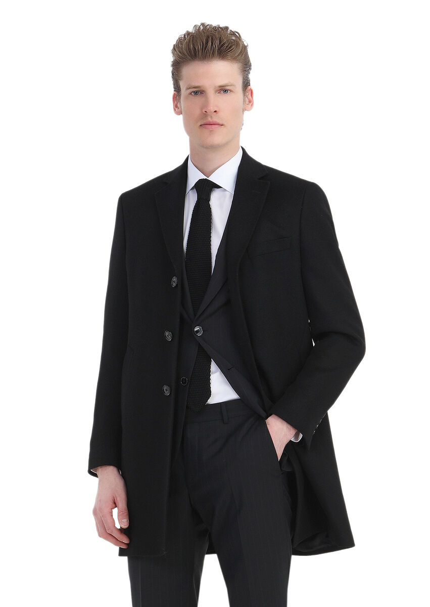 Siyah Dokuma Palto