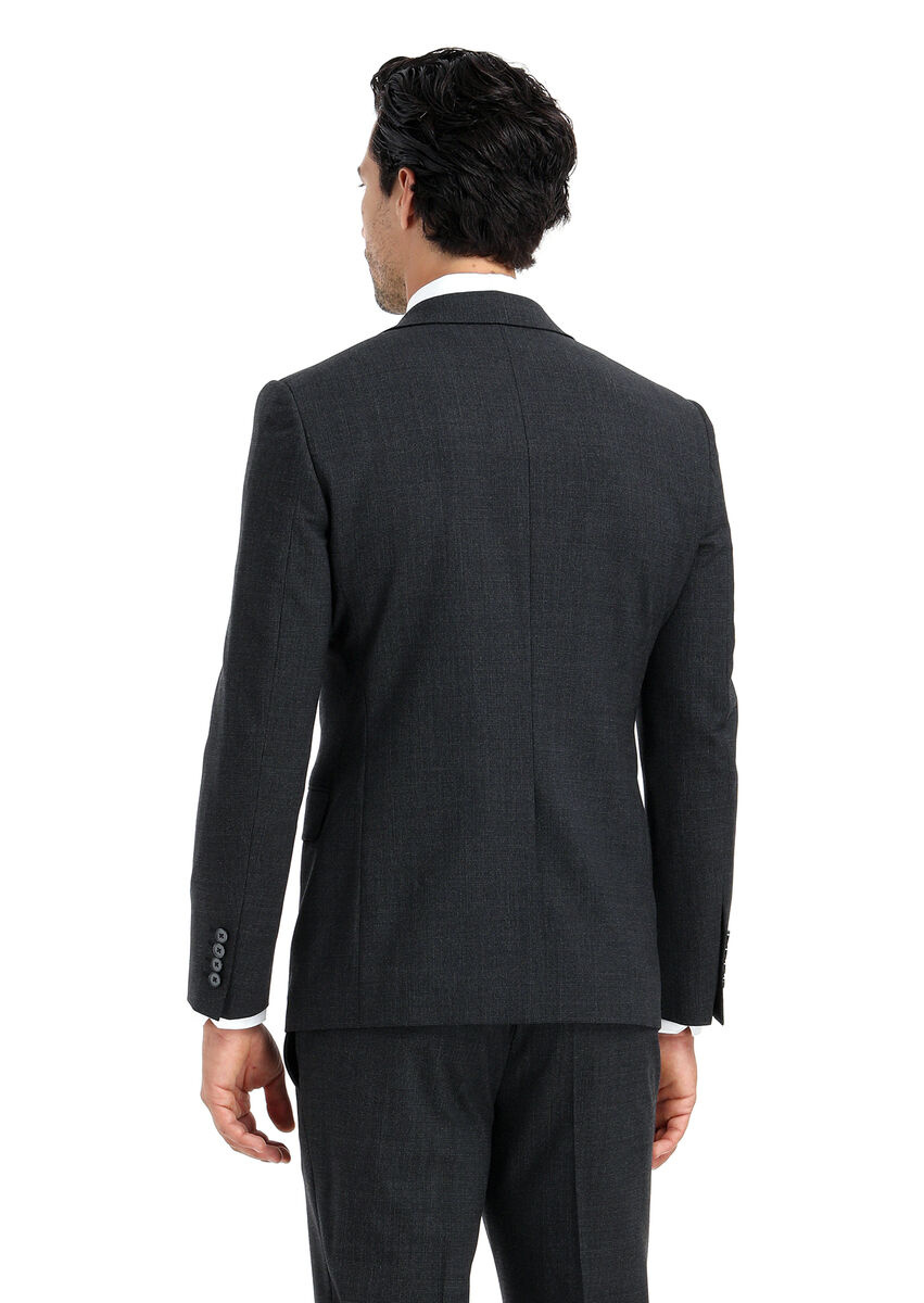 Antrasit Mikro Modern Fit Yün Karışımlı Takım Elbise