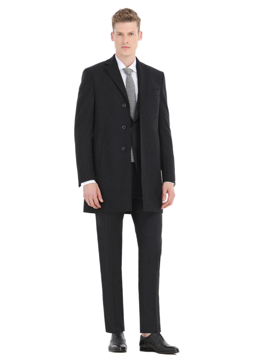 Antrasit Çizgili Thin&taller Slim Fit %100 Yün Takım Elbise