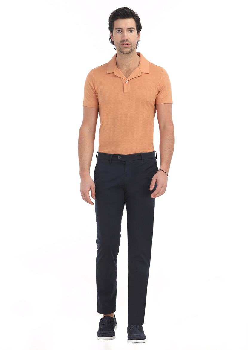 Lacivert Düz Dokuma Slim Fit Casual Pantolon 