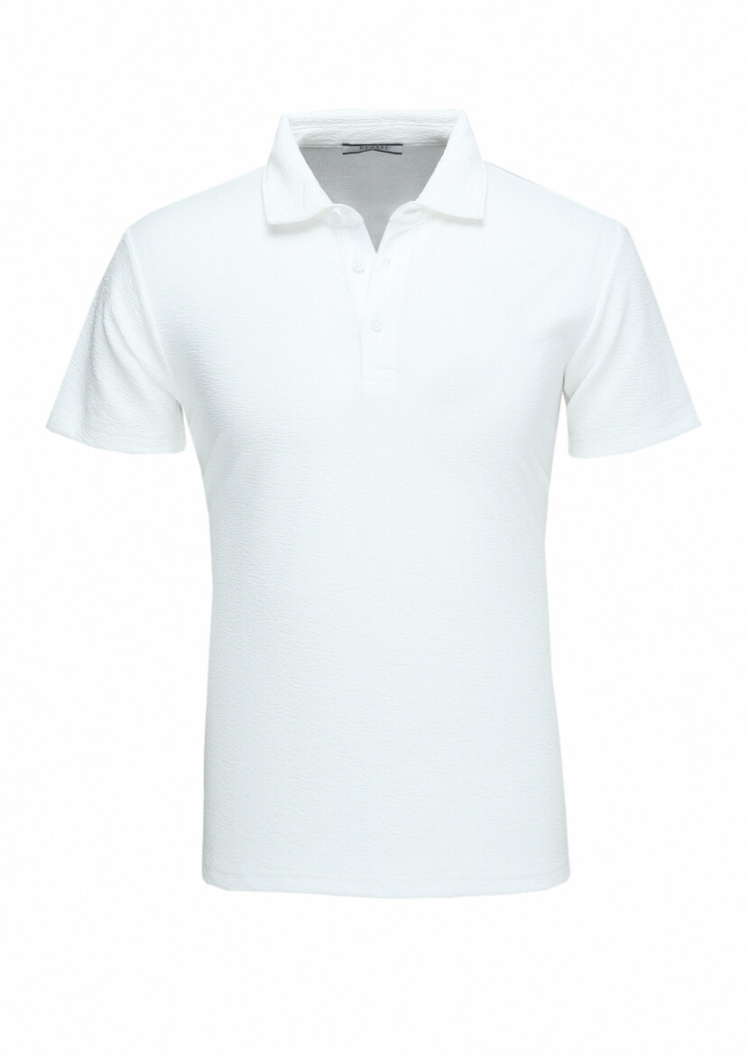 Beyaz Polo Yaka T-Shirt - Thumbnail