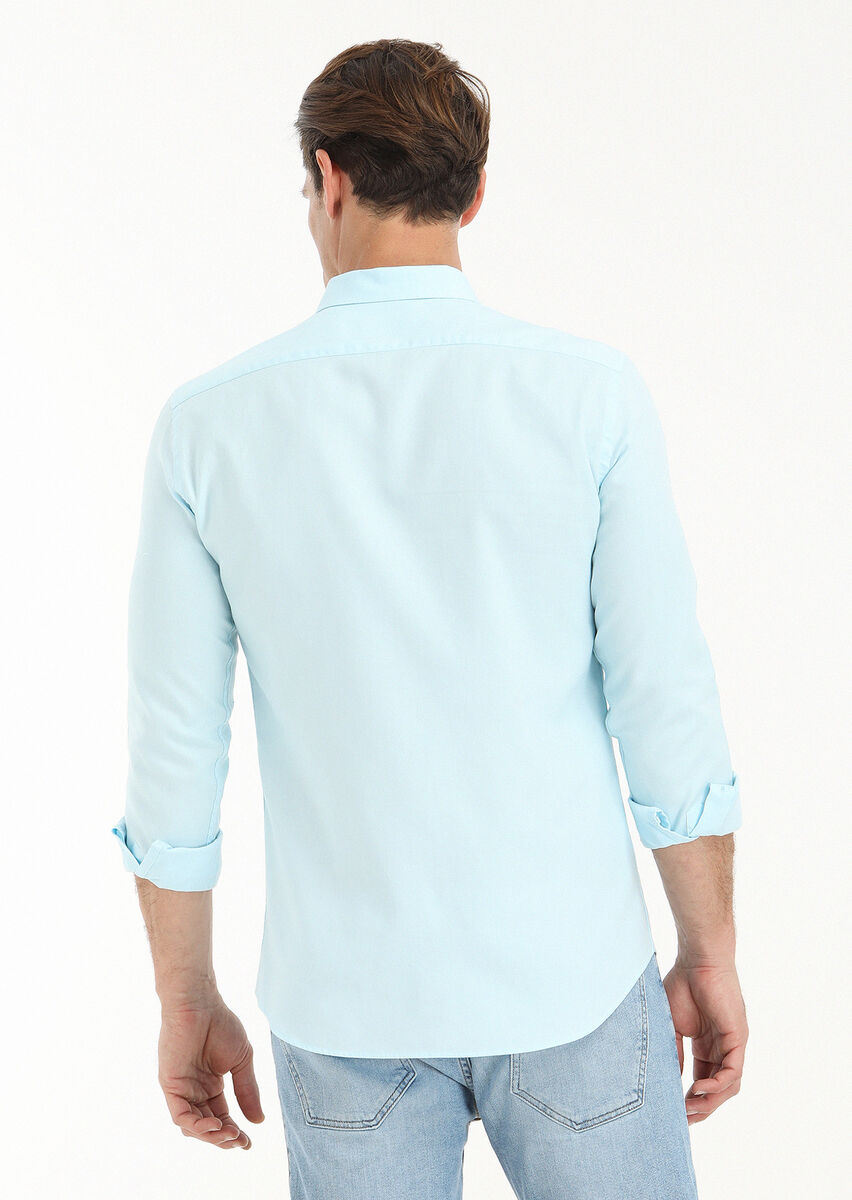 Aqua Düz Slim Fit Dokuma Casual %100 Pamuk Gömlek - 4