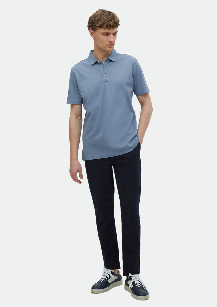 Mavi Polo Yaka %100 Pamuk T-Shirt