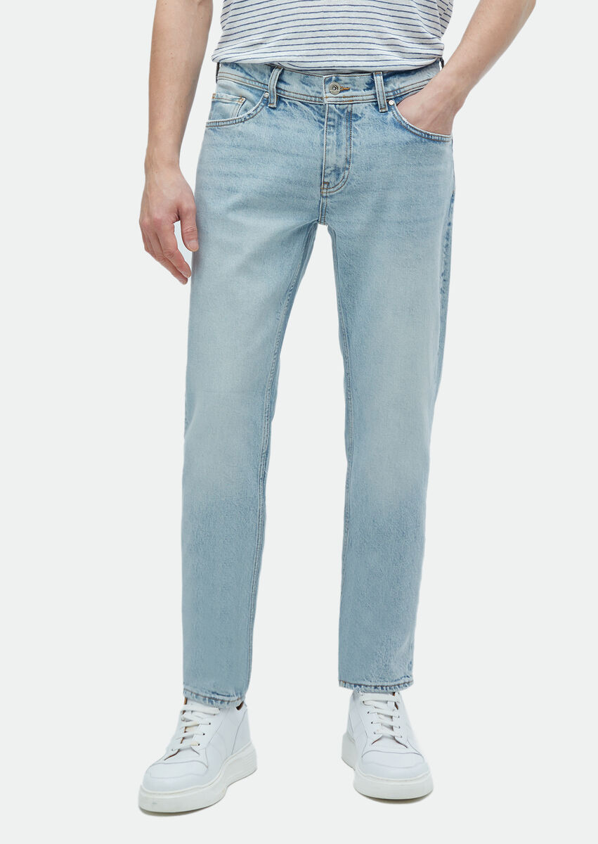 Mavi Düz Regular Fit Denim Pamuk Karışımlı Pantolon