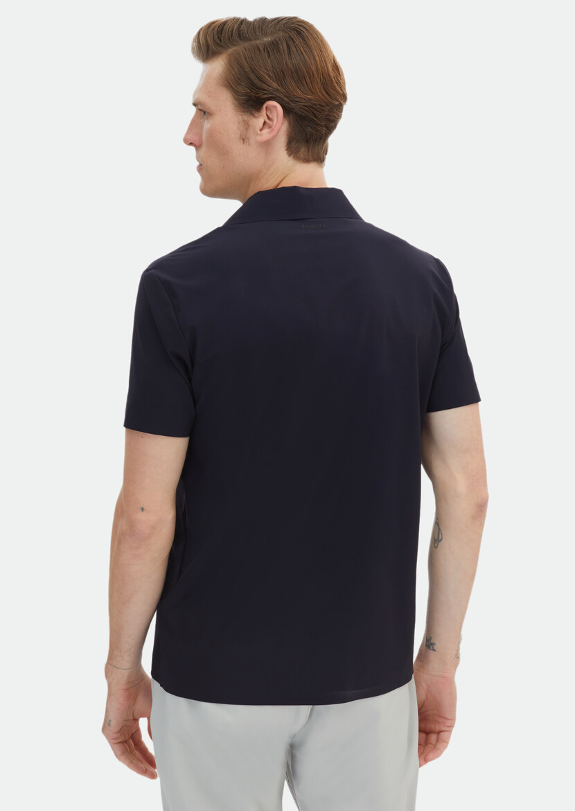 Lacivert Düz Polo Yaka T-Shirt - 5