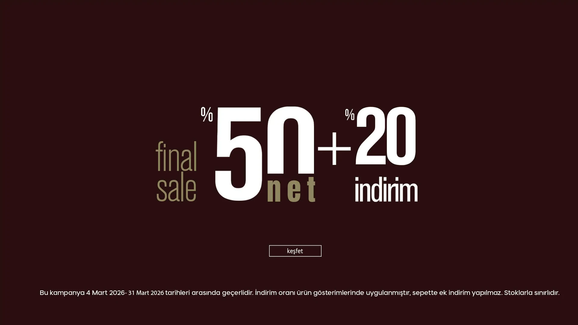 Seçili Ürünlerde %50'ye Varan İndirimlere Ek +%20 İndirim!