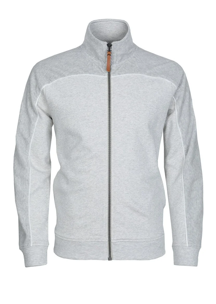 Açık Gri Dik Yaka Düz Sweatshırt - 6