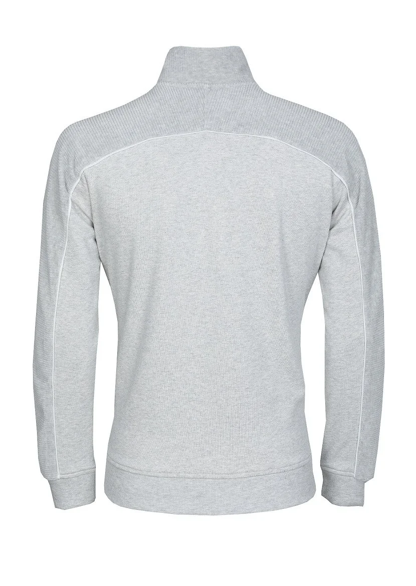 Açık Gri Dik Yaka Düz Sweatshırt - 7