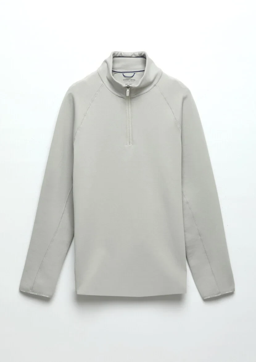 Açık Gri Dik Yaka Düz Sweatshırt - 6