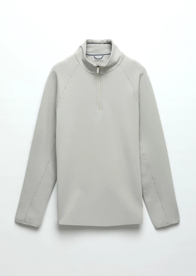 Açık Gri Dik Yaka Düz Sweatshırt - 6