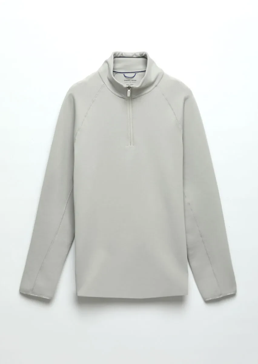 Açık Gri Dik Yaka Düz Sweatshırt - 6
