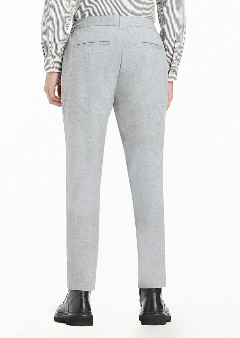 Açık Gri Düz Dokuma Jogging Fit Casual Pantolon - 7