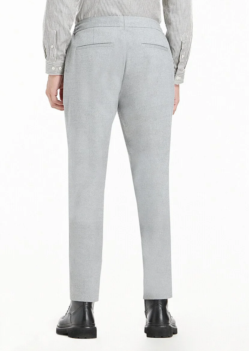 Açık Gri Düz Dokuma Jogging Fit Casual Pantolon - 7