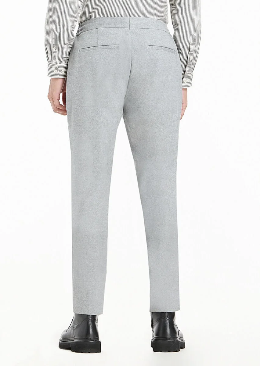 Açık Gri Düz Dokuma Jogging Fit Casual Pantolon - 7