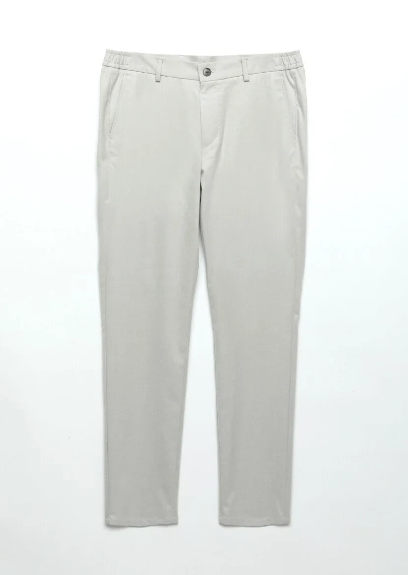 Açık Gri Düz Dokuma Jogging Fit Casual Pantolon - 1