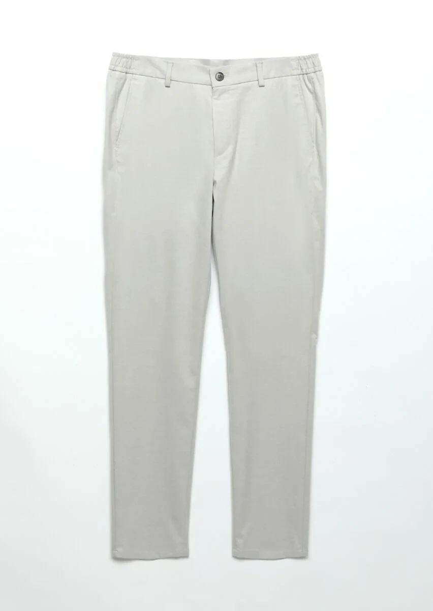 Açık Gri Düz Dokuma Jogging Fit Casual Pantolon - 1