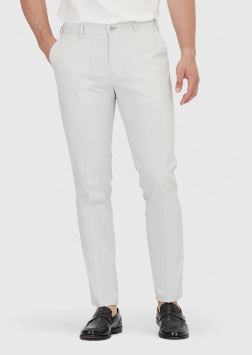 Açık Gri Düz Dokuma Jogging Fit Casual Pantolon - 2