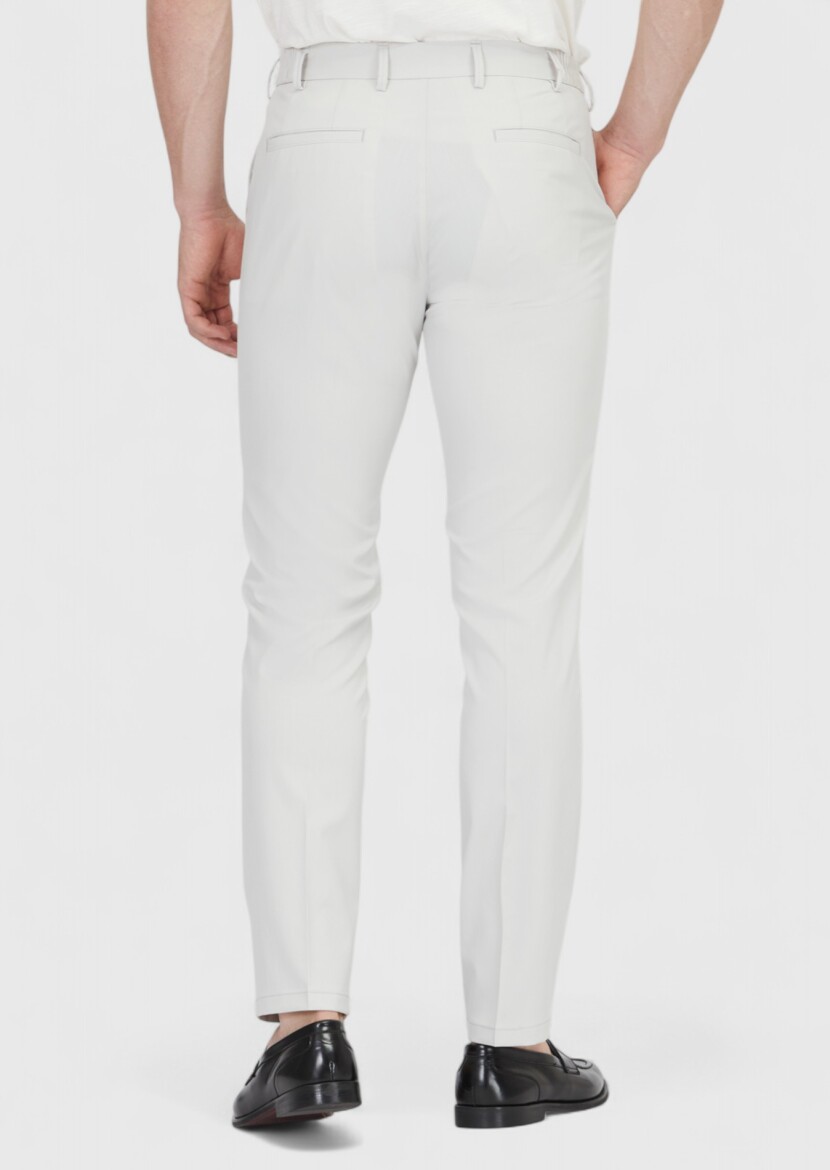 Açık Gri Düz Dokuma Jogging Fit Casual Pantolon - 4