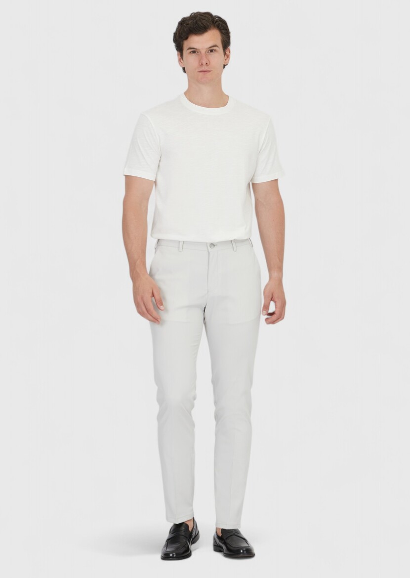 Açık Gri Düz Dokuma Jogging Fit Casual Pantolon 