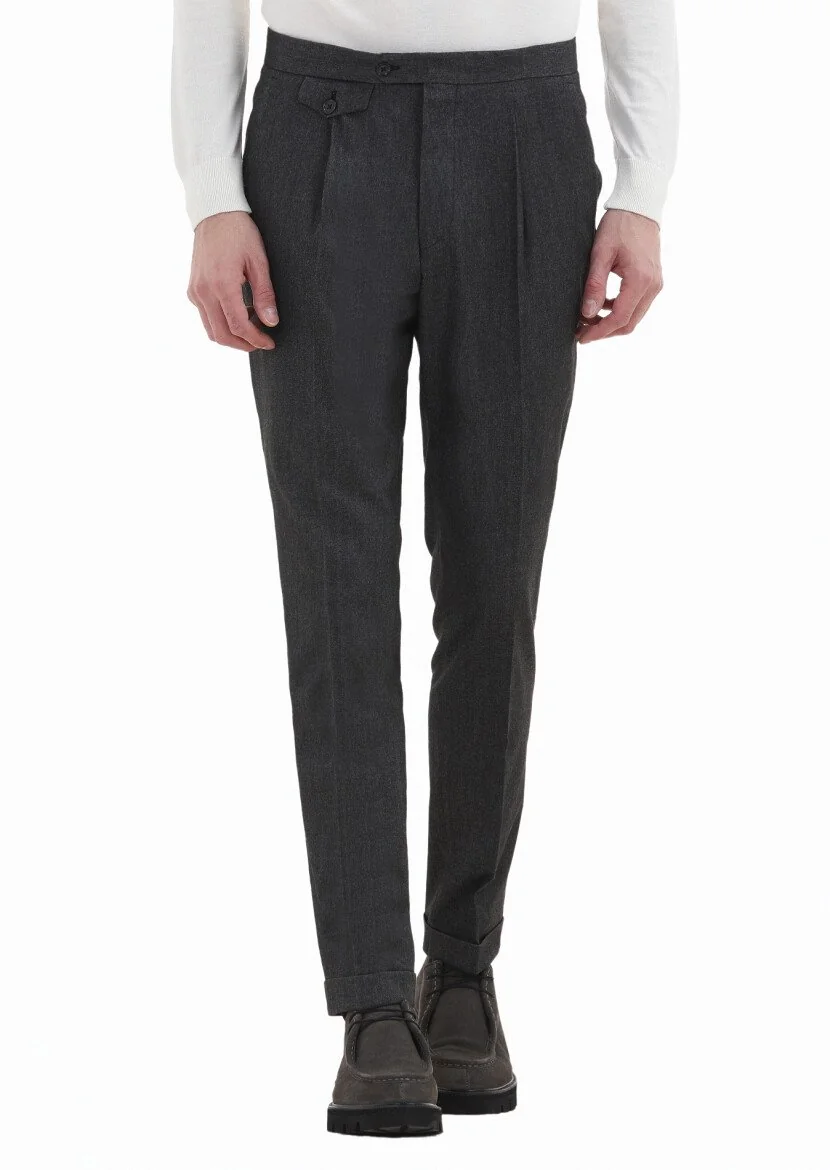 Açık Gri Düz Kumaş Modern Fit Klasik Pantolon 