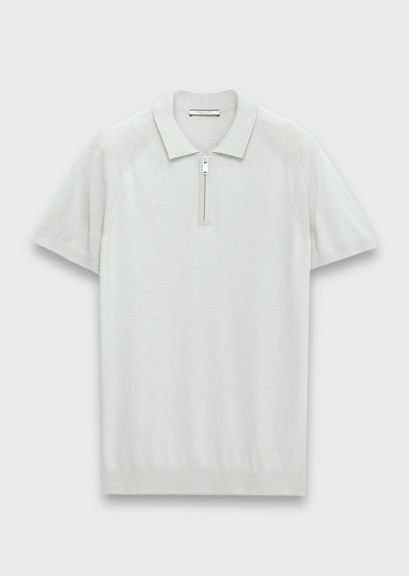 Açık Gri Düz Örgü Triko - 5