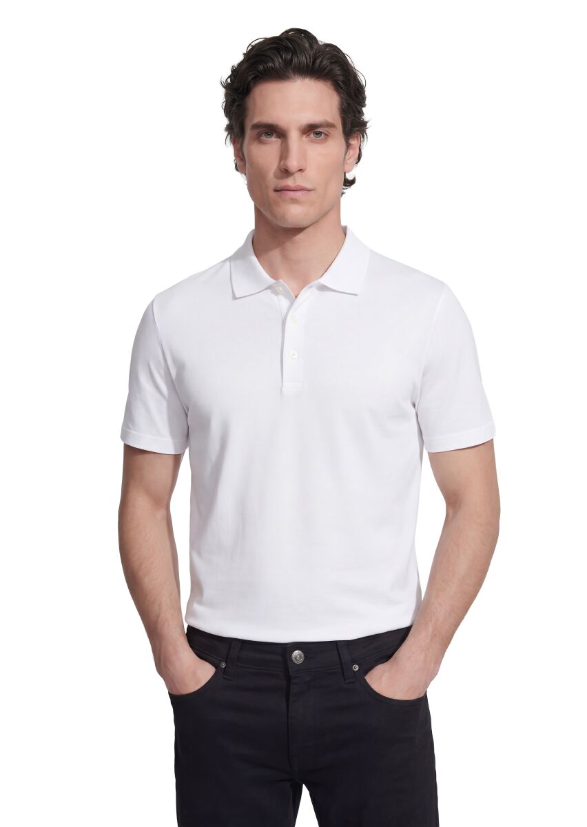 Açık Gri Düz Pamuk Karışımlı T-Shirt - 1