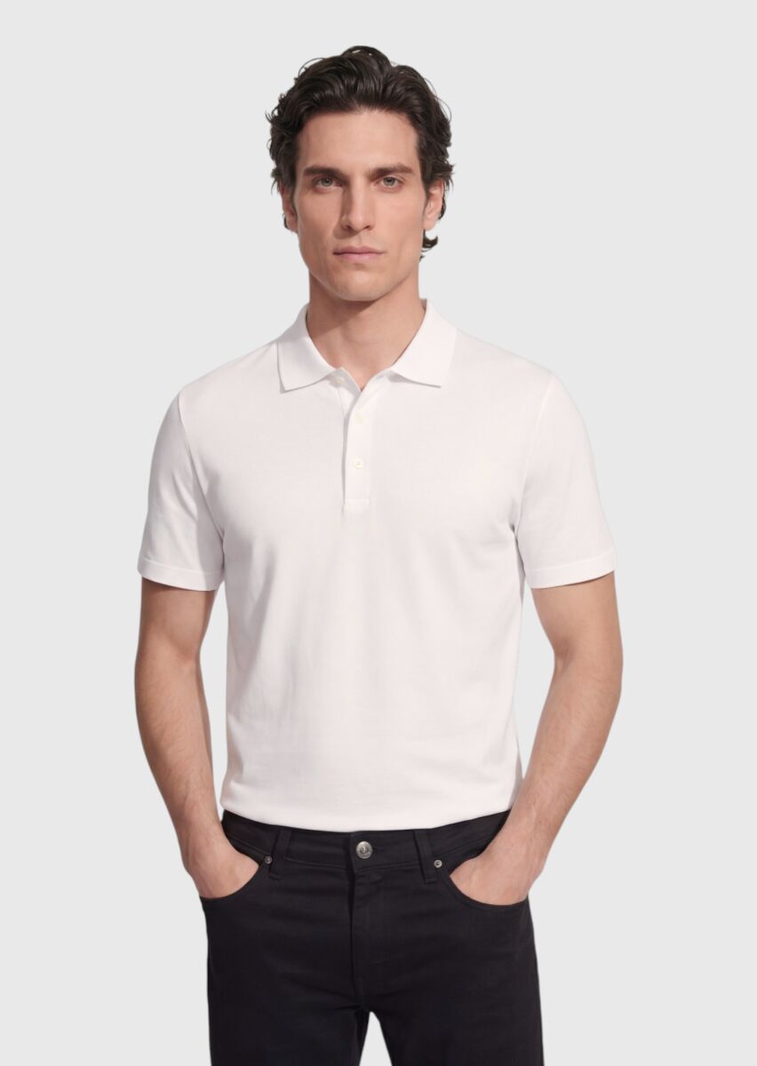 Açık Gri Düz Pamuk Karışımlı T-Shirt - 1