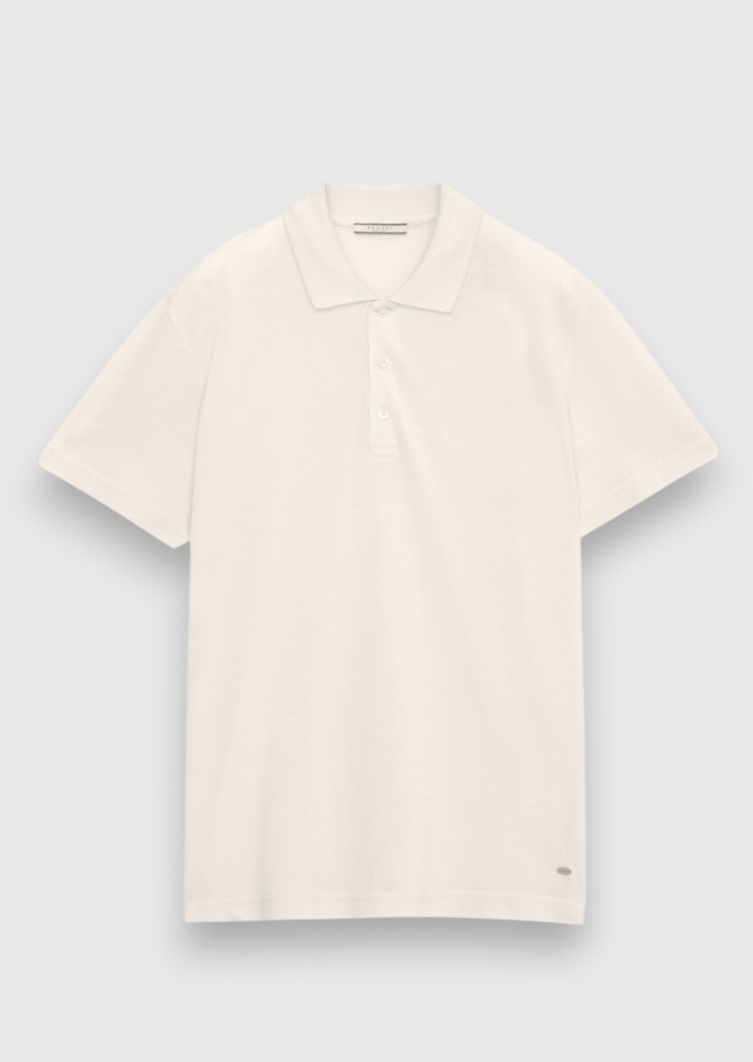 Açık Gri Düz Pamuk Karışımlı T-Shirt - 6