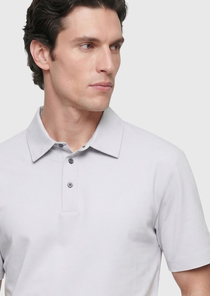 Açık Gri Düz T-Shirt - 3
