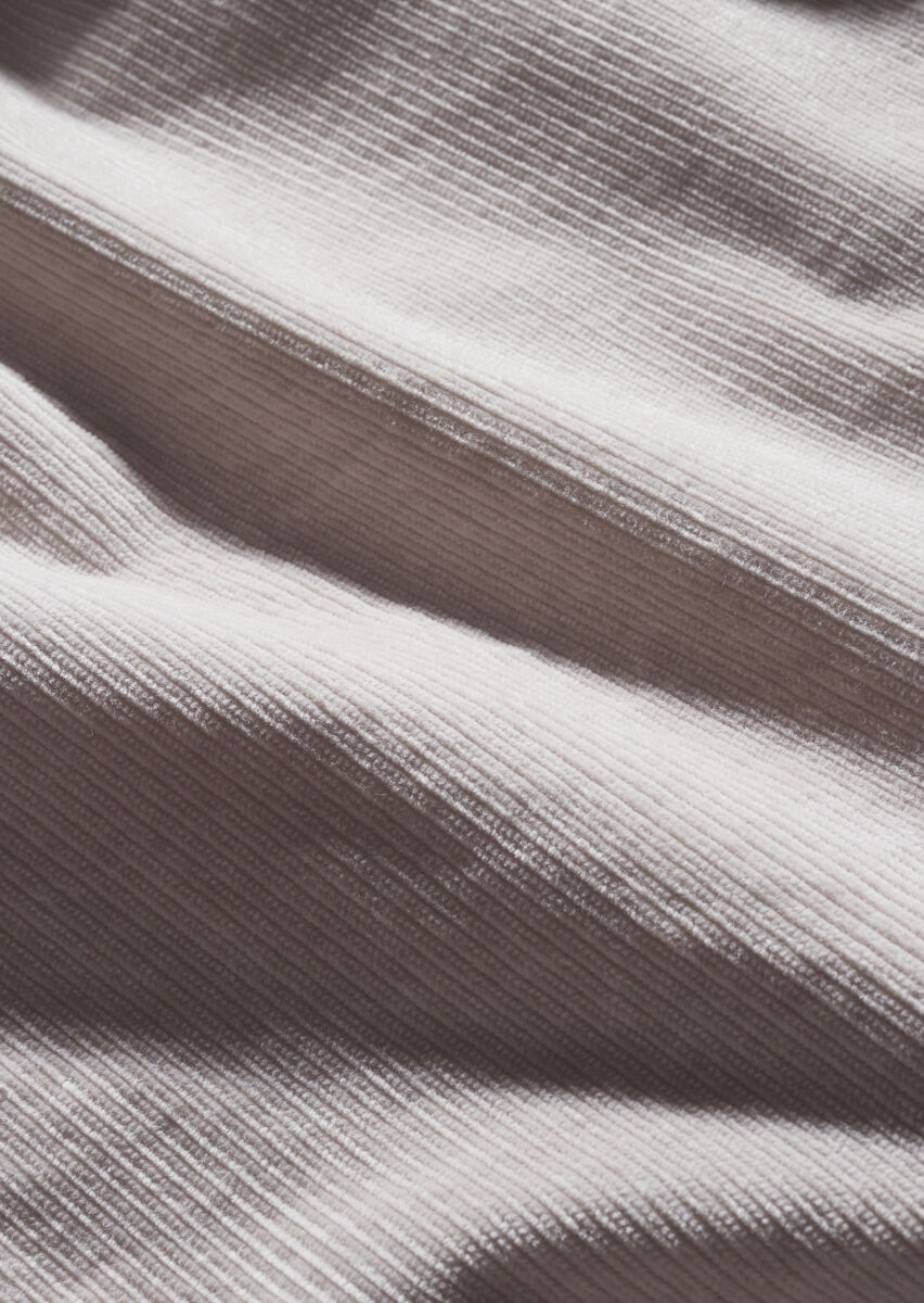 Açık Gri Fitilli Regular Fit Uzun Dokuma Kadife Pamuk Karışımlı Overshırt - 6