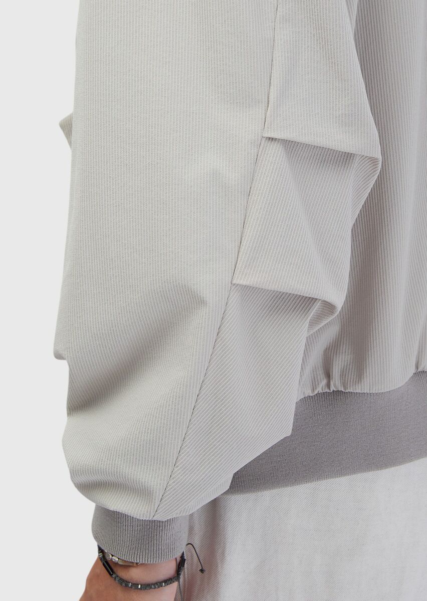 Açık Gri Regular Fit Dik Yaka Casual Dokuma Mont - 6