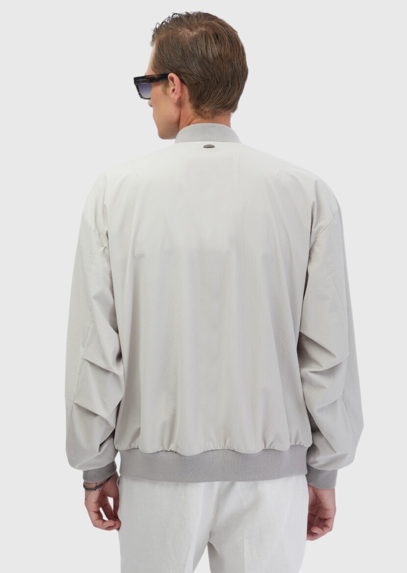 Açık Gri Regular Fit Dik Yaka Casual Dokuma Mont - 7