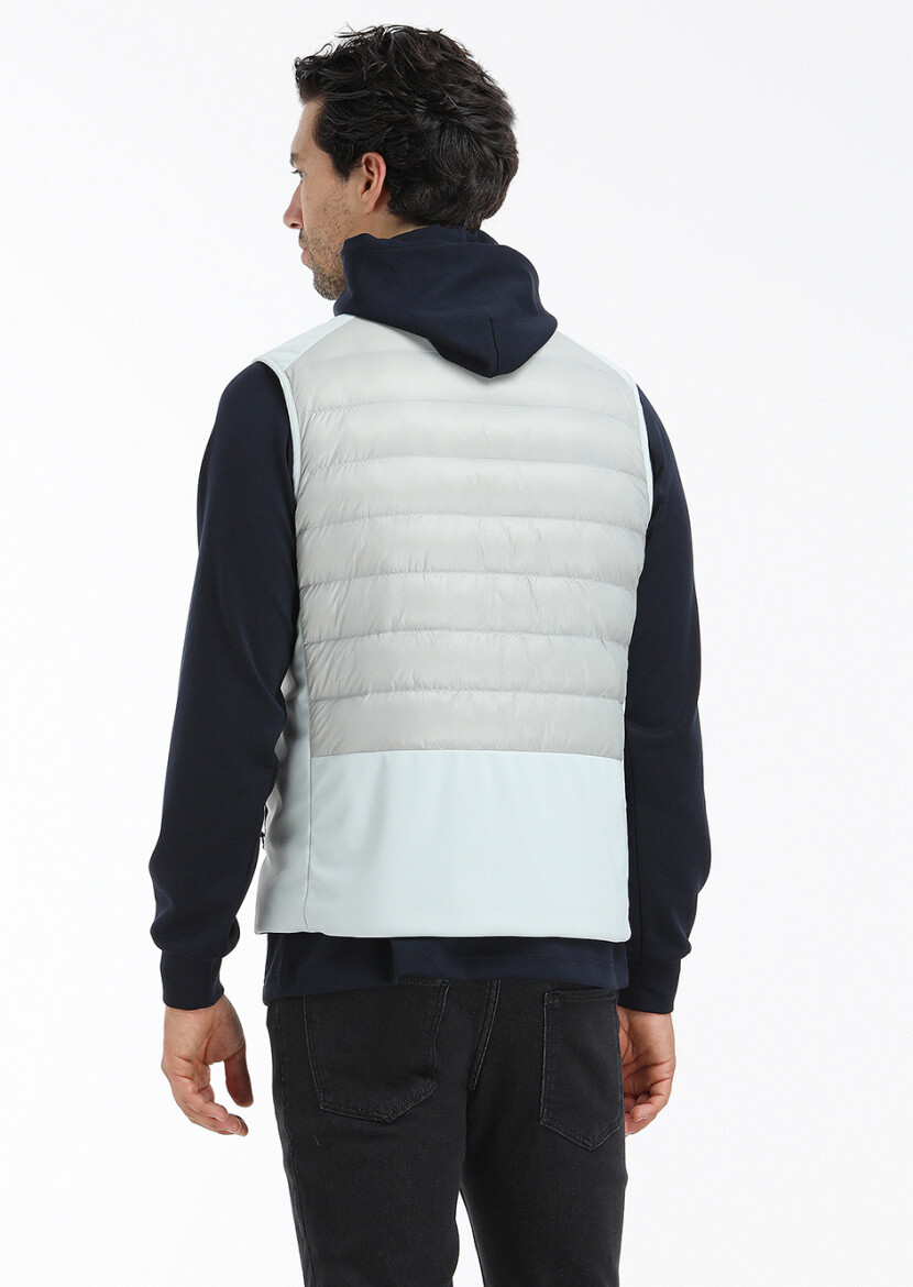 Açık Gri Regular Fit Dik Yaka Casual Dokuma Spor Yelek - 5