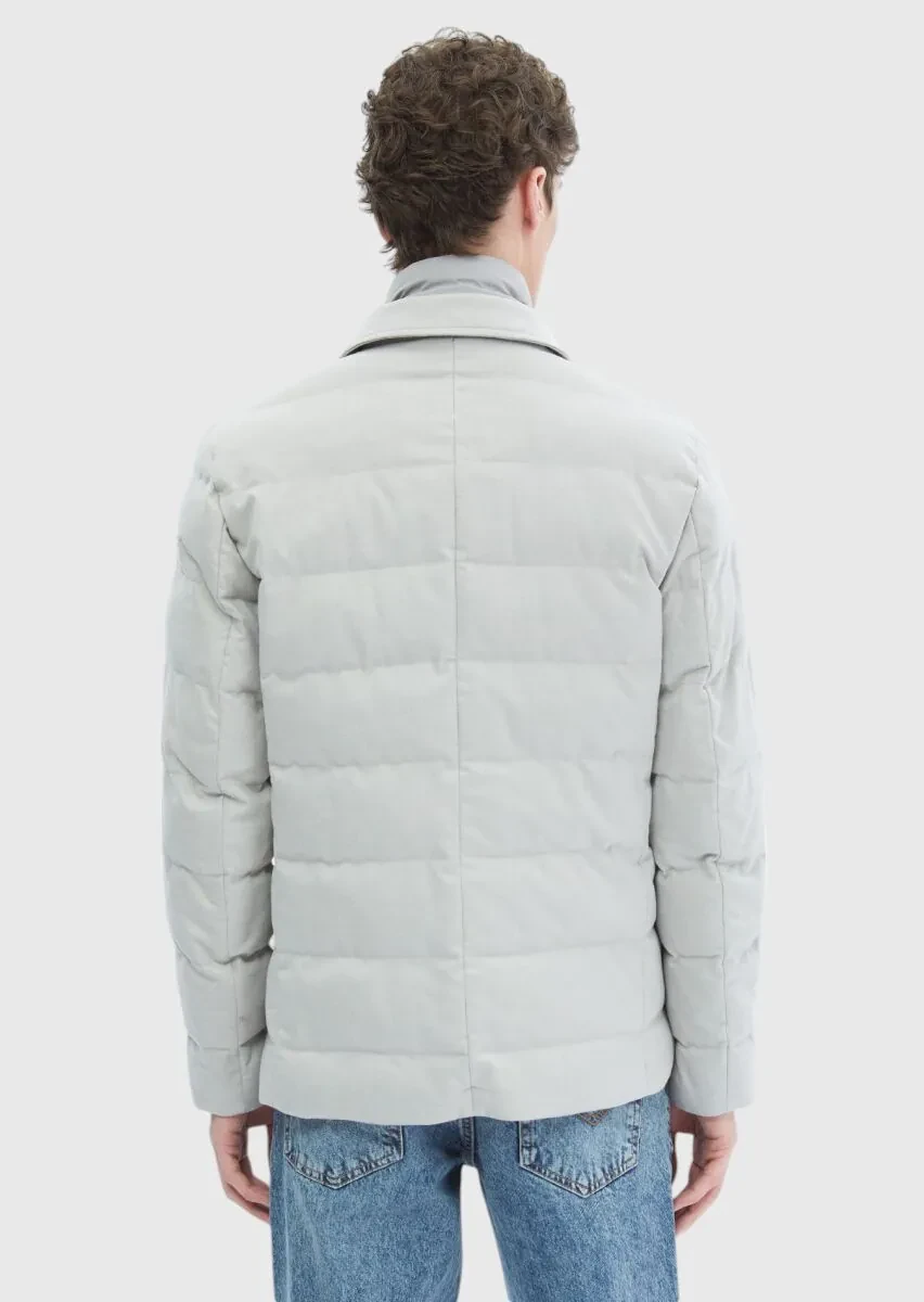 Açık Gri Regular Fit Micro Jel Elyaflı Spor Ceket - 8