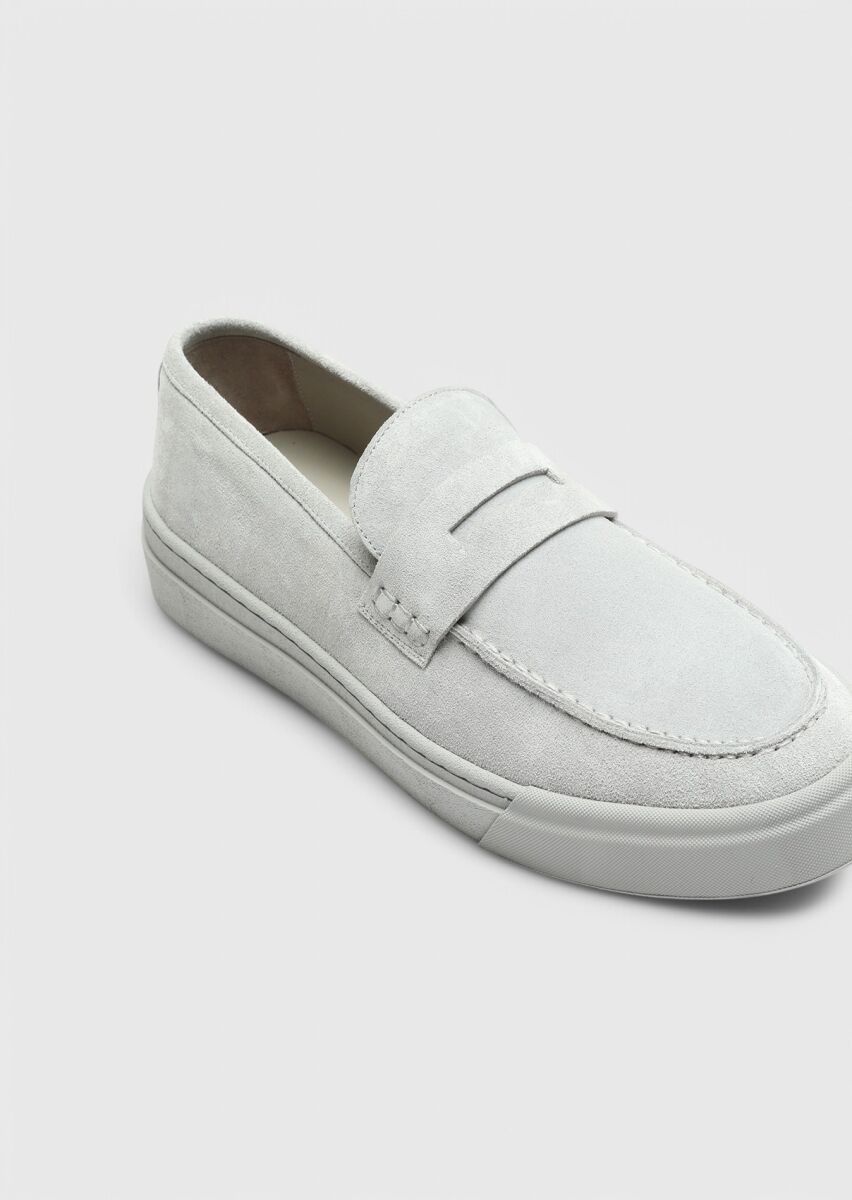 Açık Gri Süet Casual Loafer - 2
