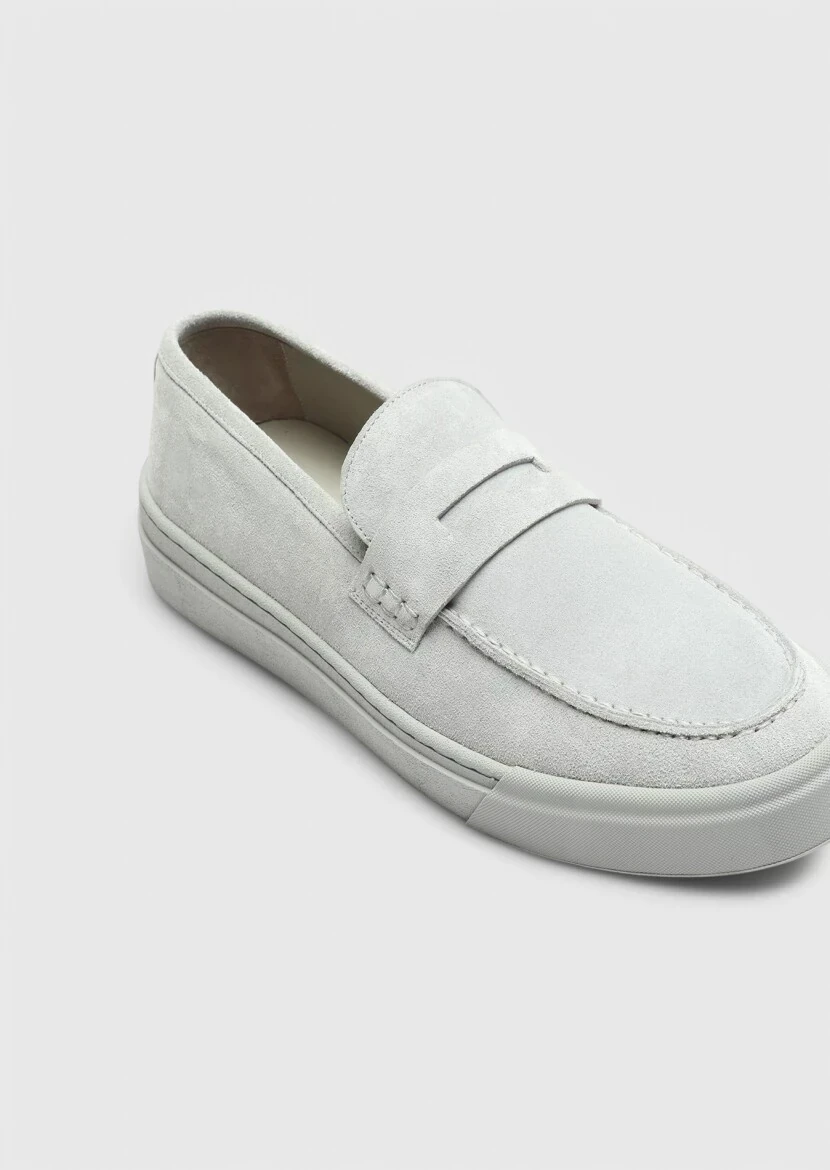 Açık Gri Süet Casual Loafer 