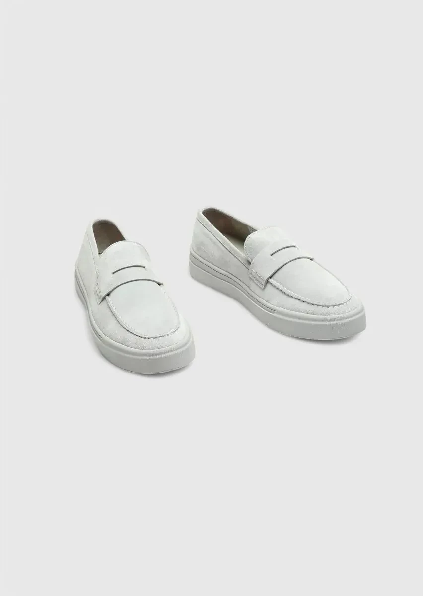Açık Gri Süet Casual Loafer - 3