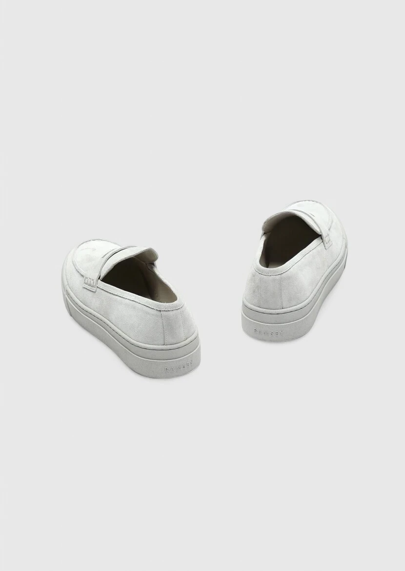 Açık Gri Süet Casual Loafer - 5