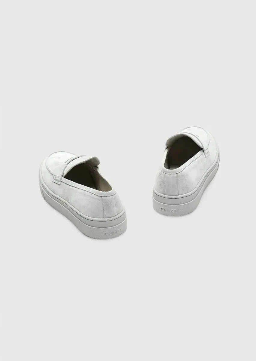 Açık Gri Süet Casual Loafer - 5