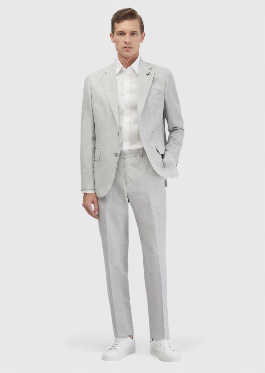 Açık Gri Zeroweight Slim Fit Yün Karışımlı Takım Elbise - 2